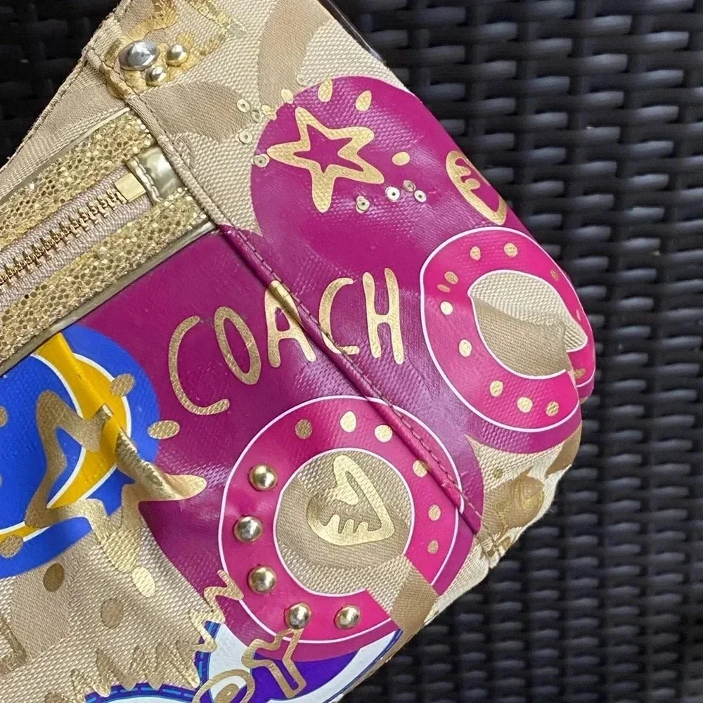 Coach Poppy Pop C CPLIQUE GROOVY SHOULDER BAG F15309 Multicolor Canvas/Leather